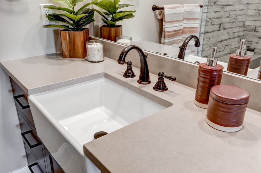 Manheim Primary Suite Remodel with farmhouse sink in bathroom