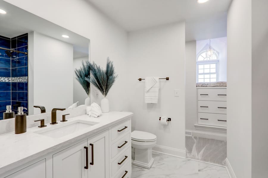 Manheim Bedroom Remodel with white cabinets and black hardware