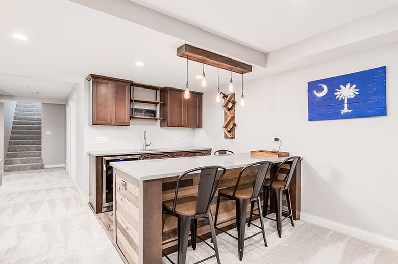 custom bar in finished basement