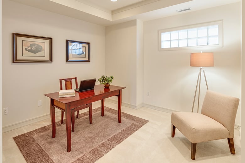 home office in finished basement