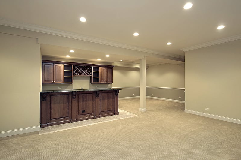 Basement bar area in finished basement