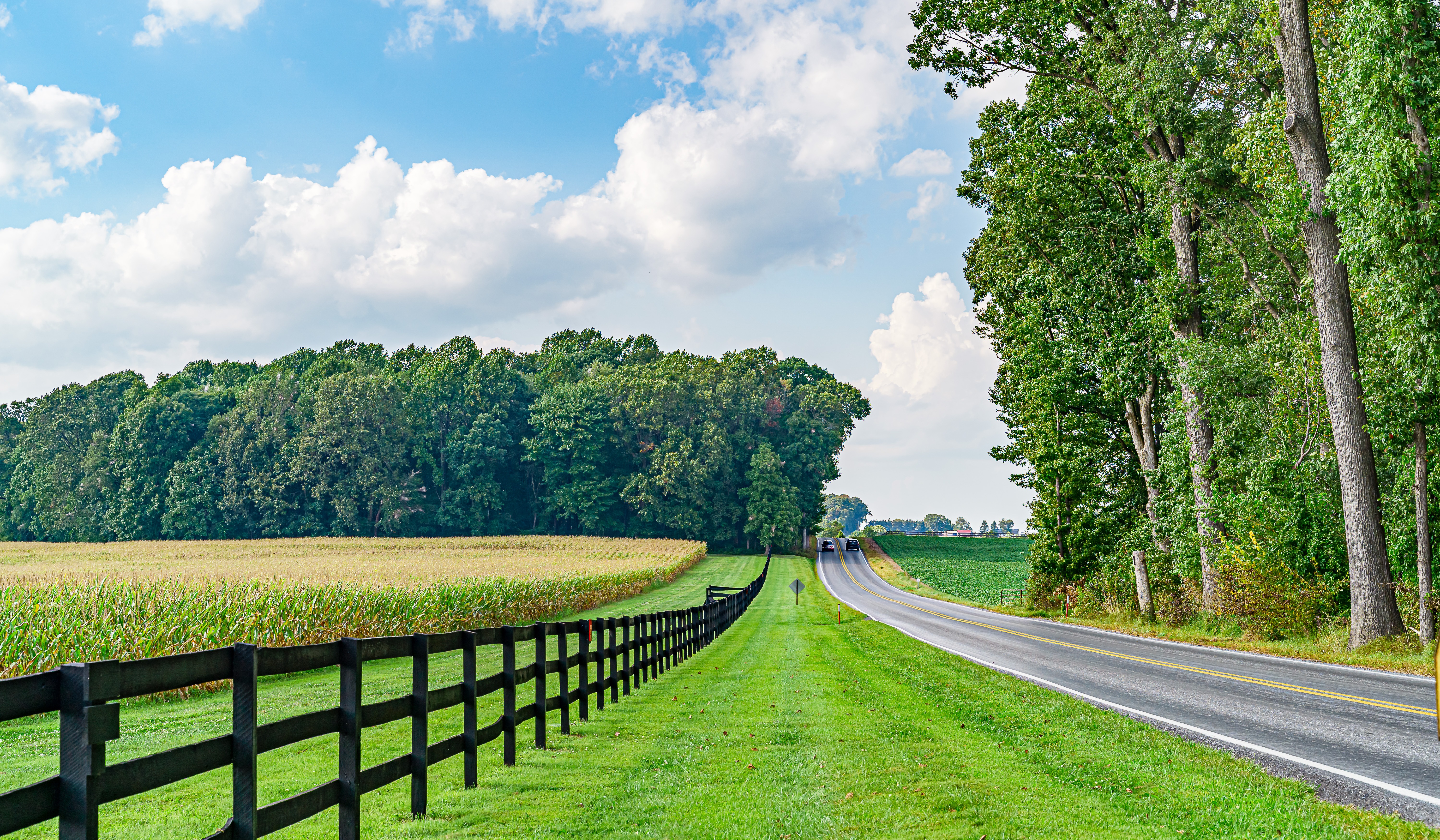 open road and farmland in Lancaster PA