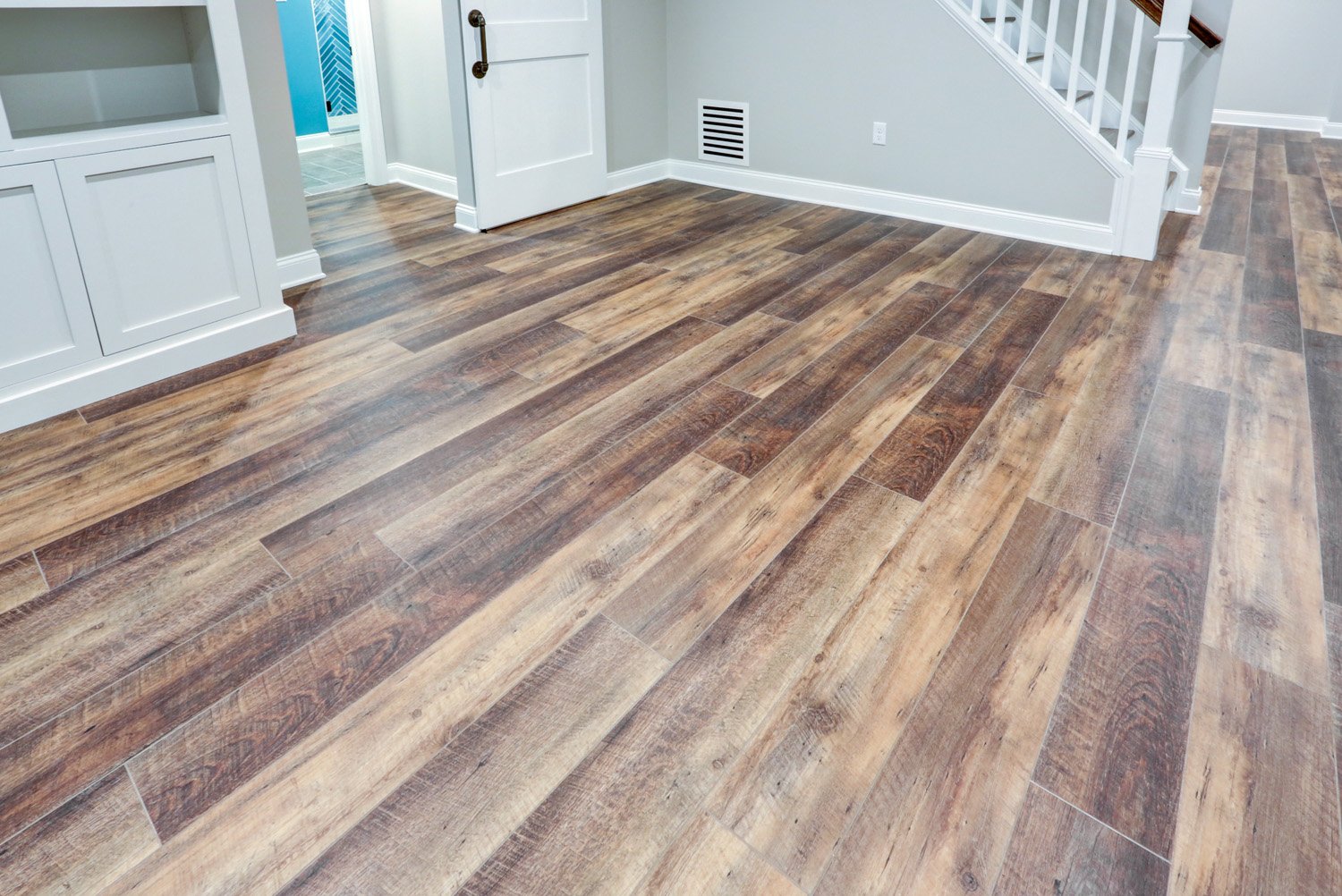 Vinyl Plank Floor in Lititz Basement Remodel