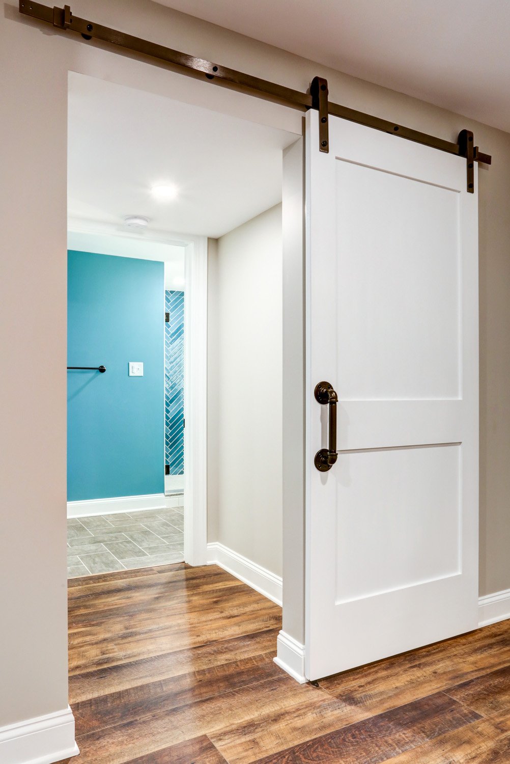 Sliding Barn Door in Lititz Basement Remodel