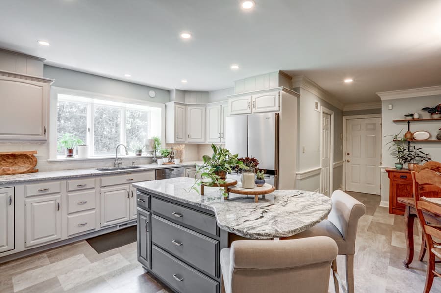 Custom kitchen island in Leola kitchen remodel