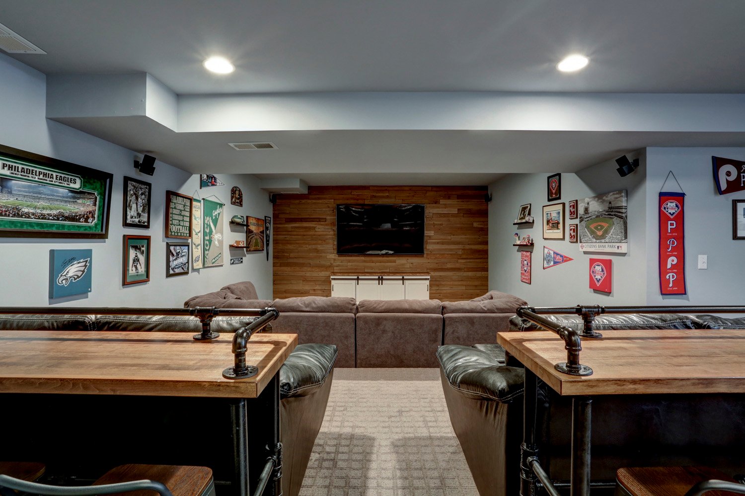 Lititz Basement Remodel with Bar and high top seating