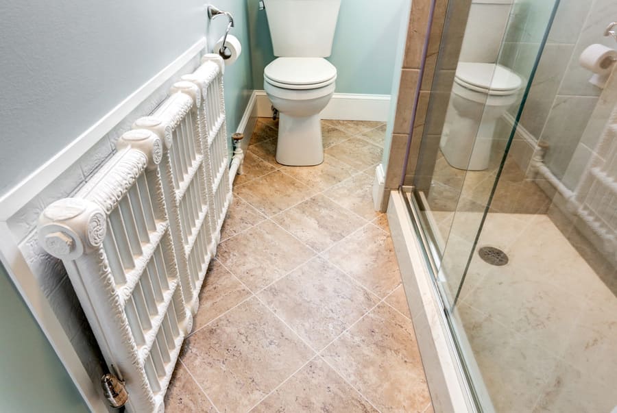 Radiator in Lancaster bathroom remodel