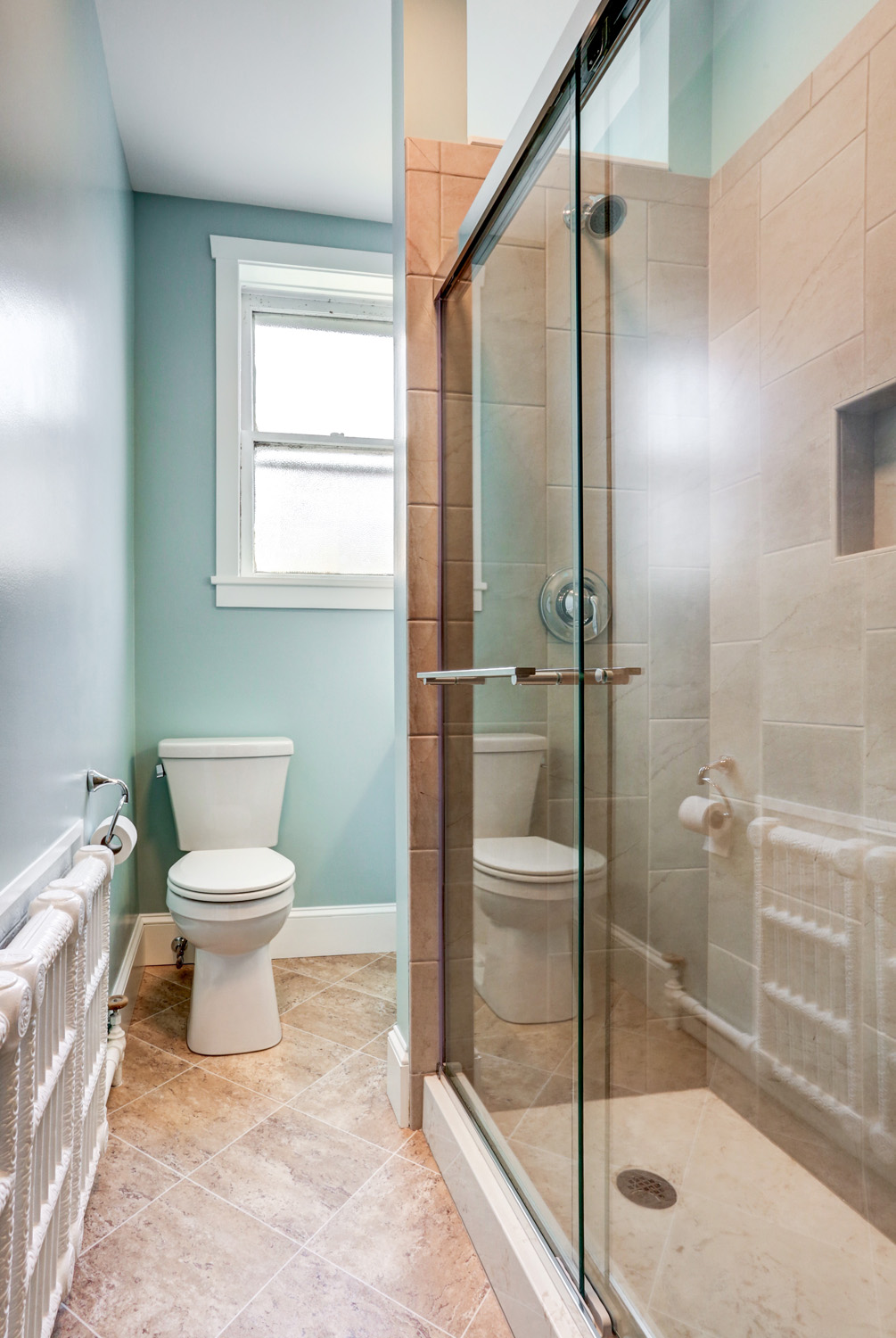 Sliding glass shower doors in Landisville Bathroom Remodel