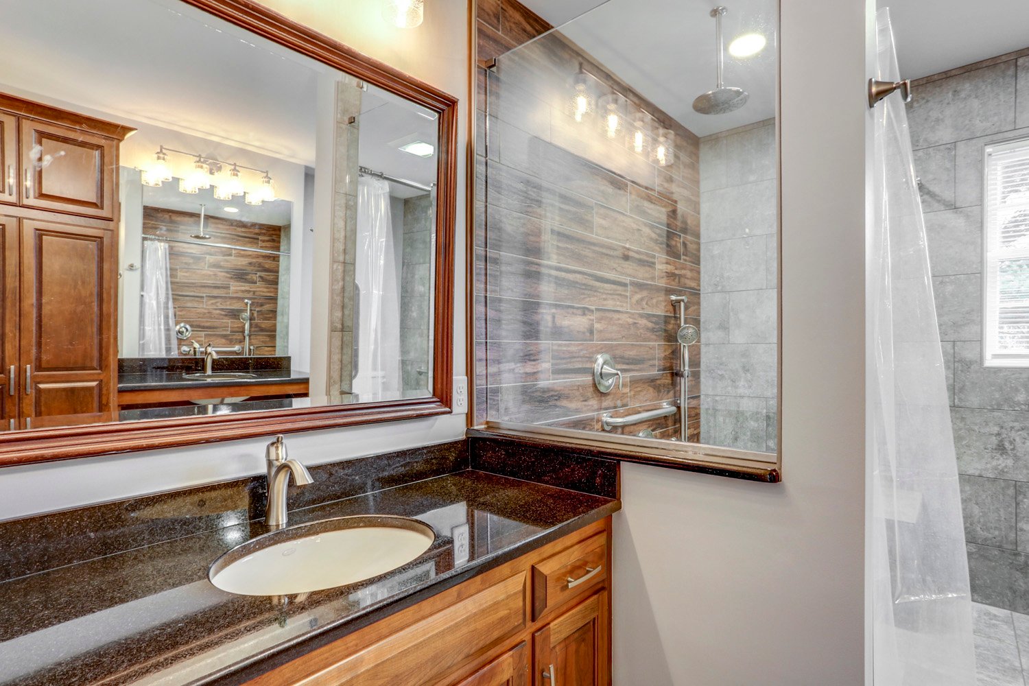 Master Bathroom Remodel in Lancaster with Cherry Cabinets and Granite