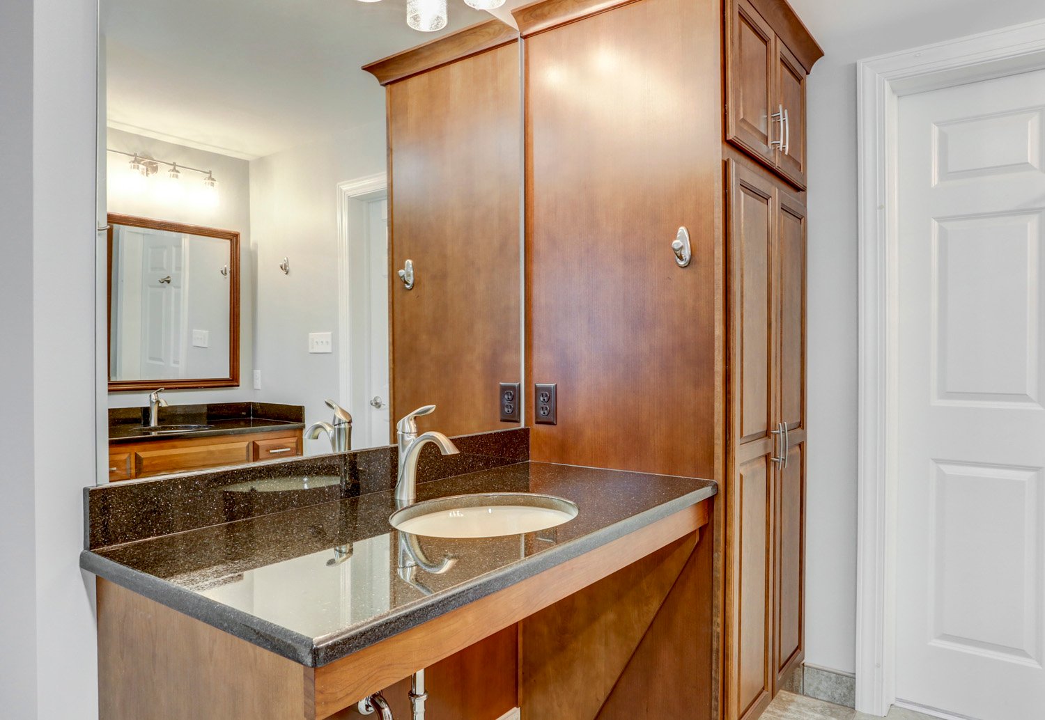 Lancaster bathroom remodel with cherry cabinets