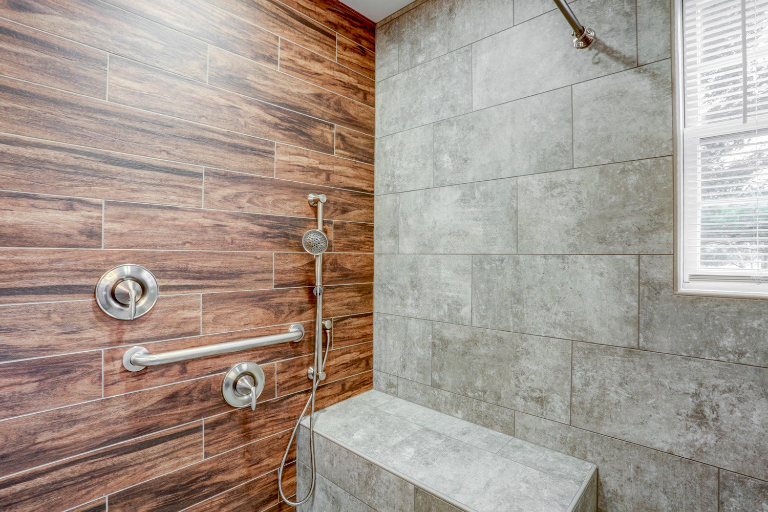 Universal Bathroom Remodel with Heated shower seat in Lancaster