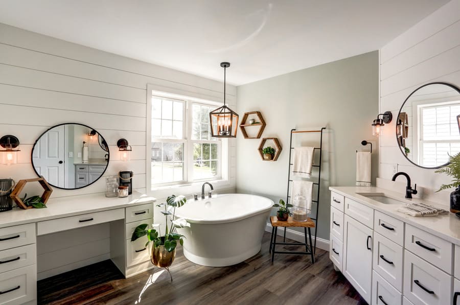 Freestanding tub in Landisville master bathroom remodel