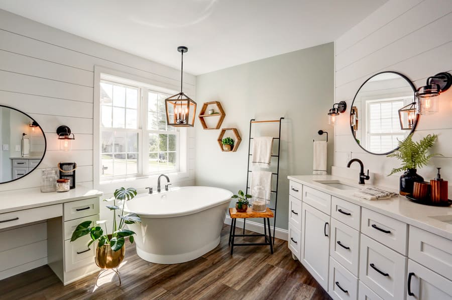 Freestanding tub in Landisville bathroom remodel