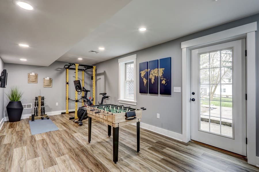 Lititz Basement Remodel with vinyl plank flooring