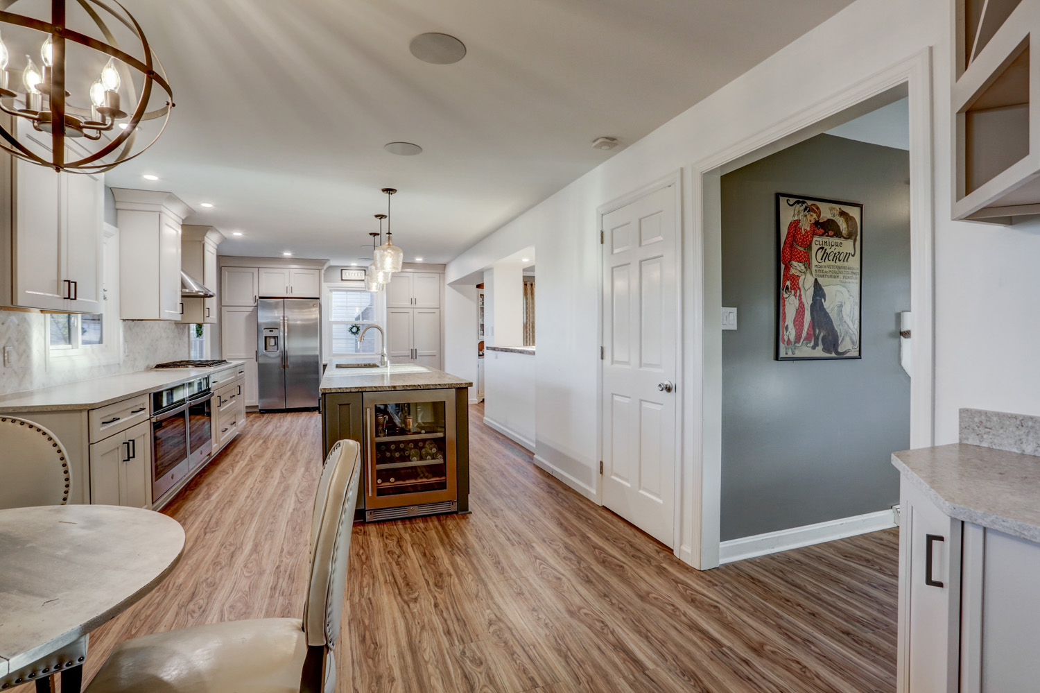 Manheim Township Kitchen Remodel with beverage fridge and vinyl flooring