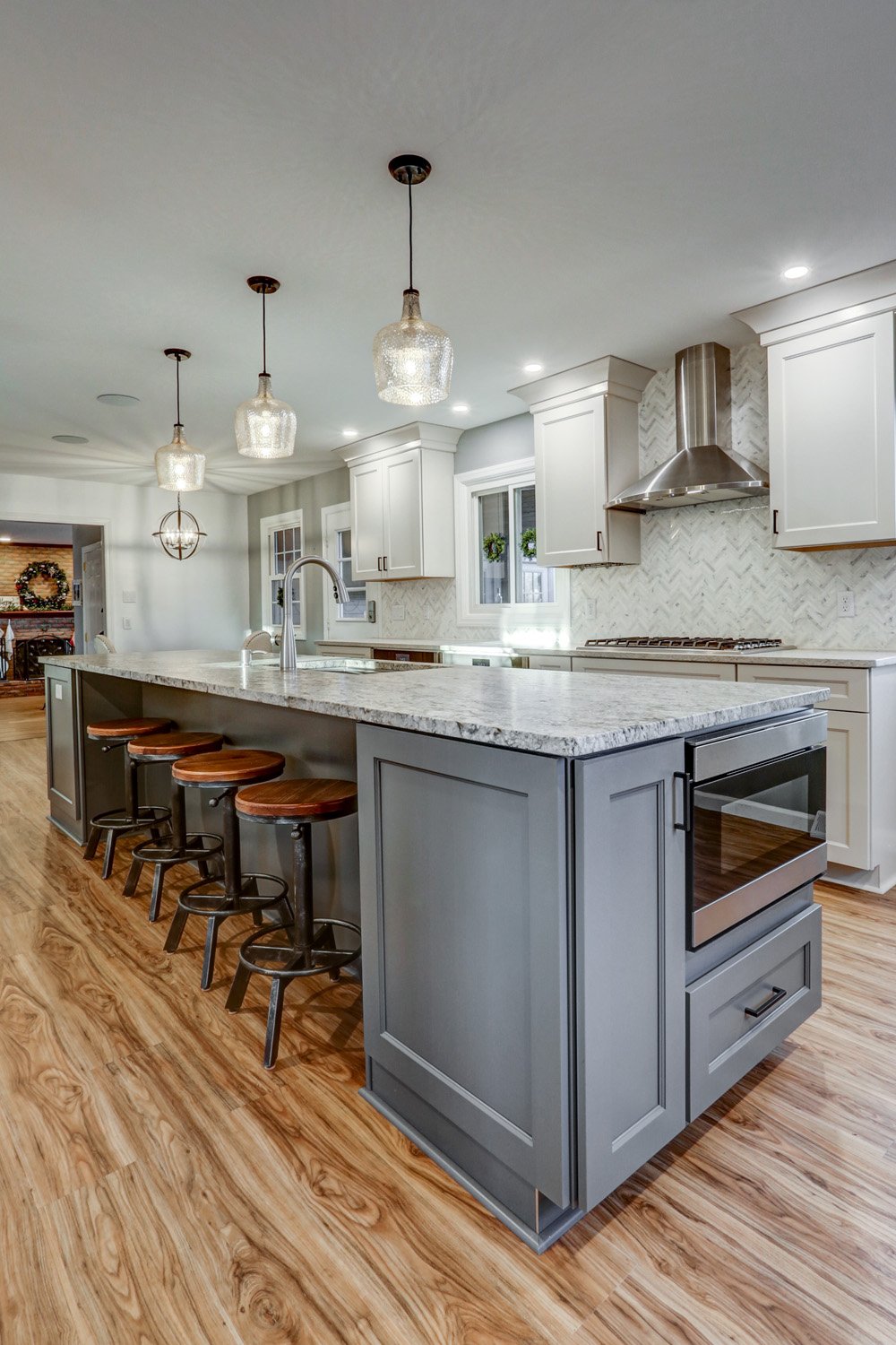 Island with two dishwashers and seating in Manheim Township Kitchen Remodel