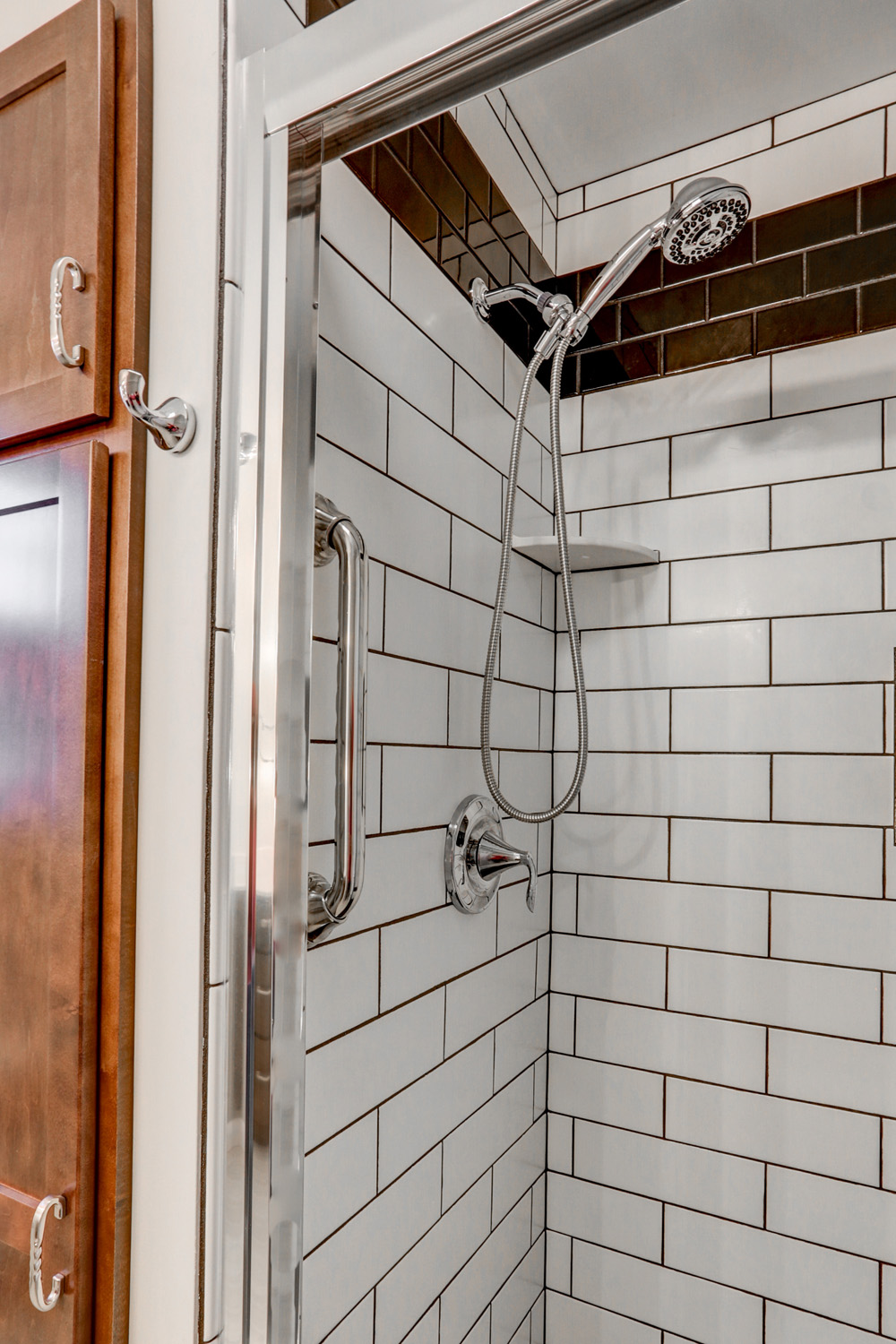 Tile shower with Chrome Accessories in Manheim Township Bathroom Remodel