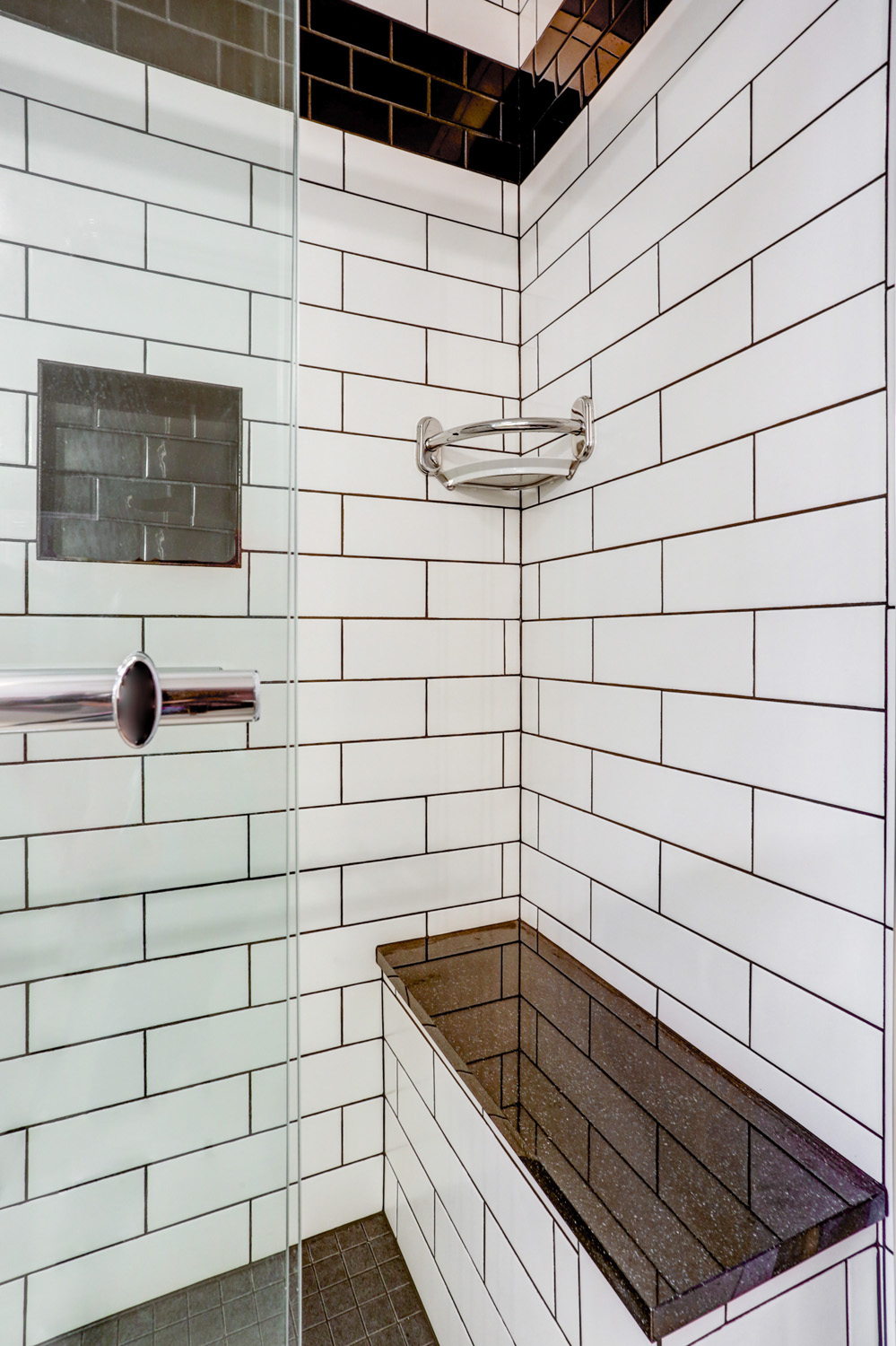 Tile Shower with Bench Seat in Manheim Township Bathroom Remodel