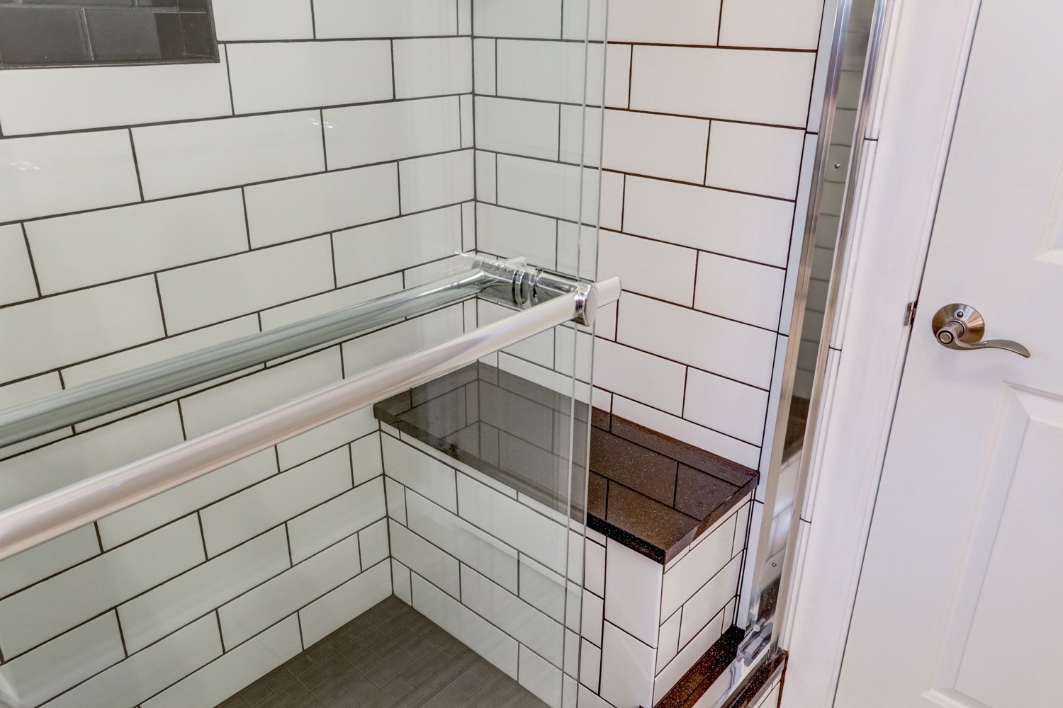 Shower Bench Seat in Tile in Manheim Township Bathroom Remodel