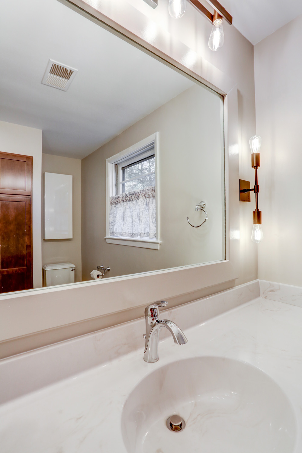 Cultured Marble Vanity top with Chrome Faucet in Manheim Township Bathroom Remodel