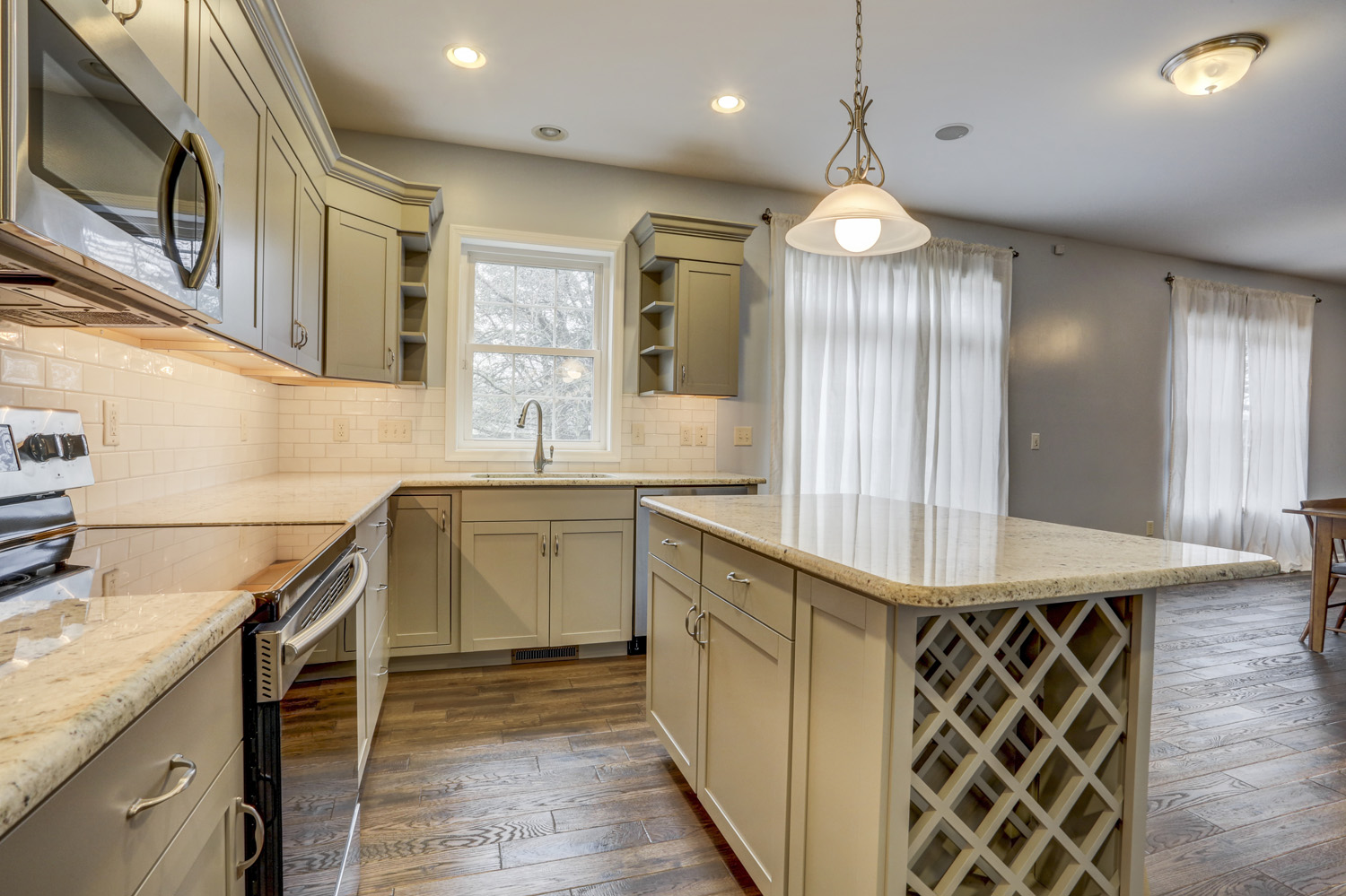 Open Kitchen with Island and granite in Marietta Remodel