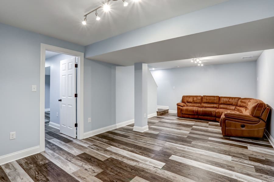 Lancaster basement remodel with wood LVT floors