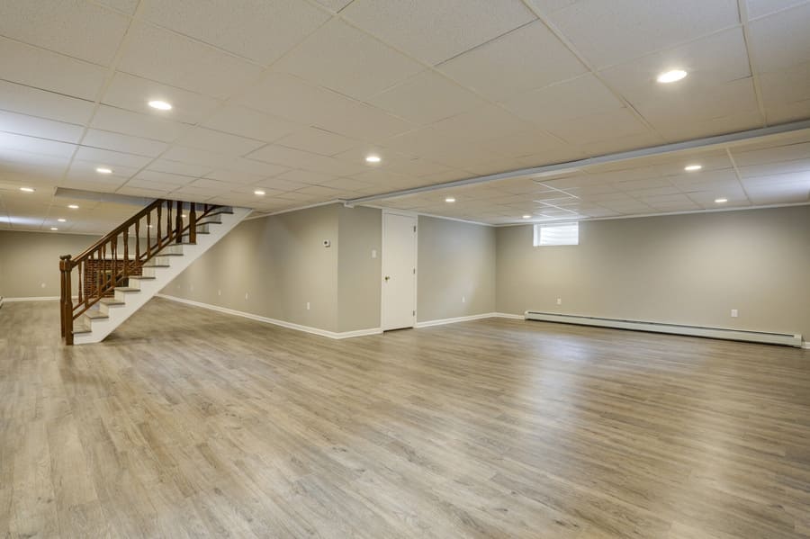 LVT floor in Millersville basement remodel