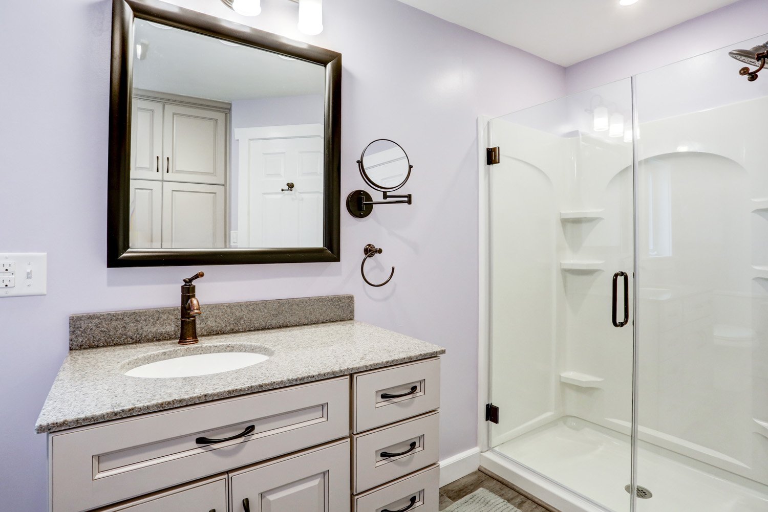 Vanity with Marble and Oil Rubbed Bronze in Millersville Bathroom Remodel