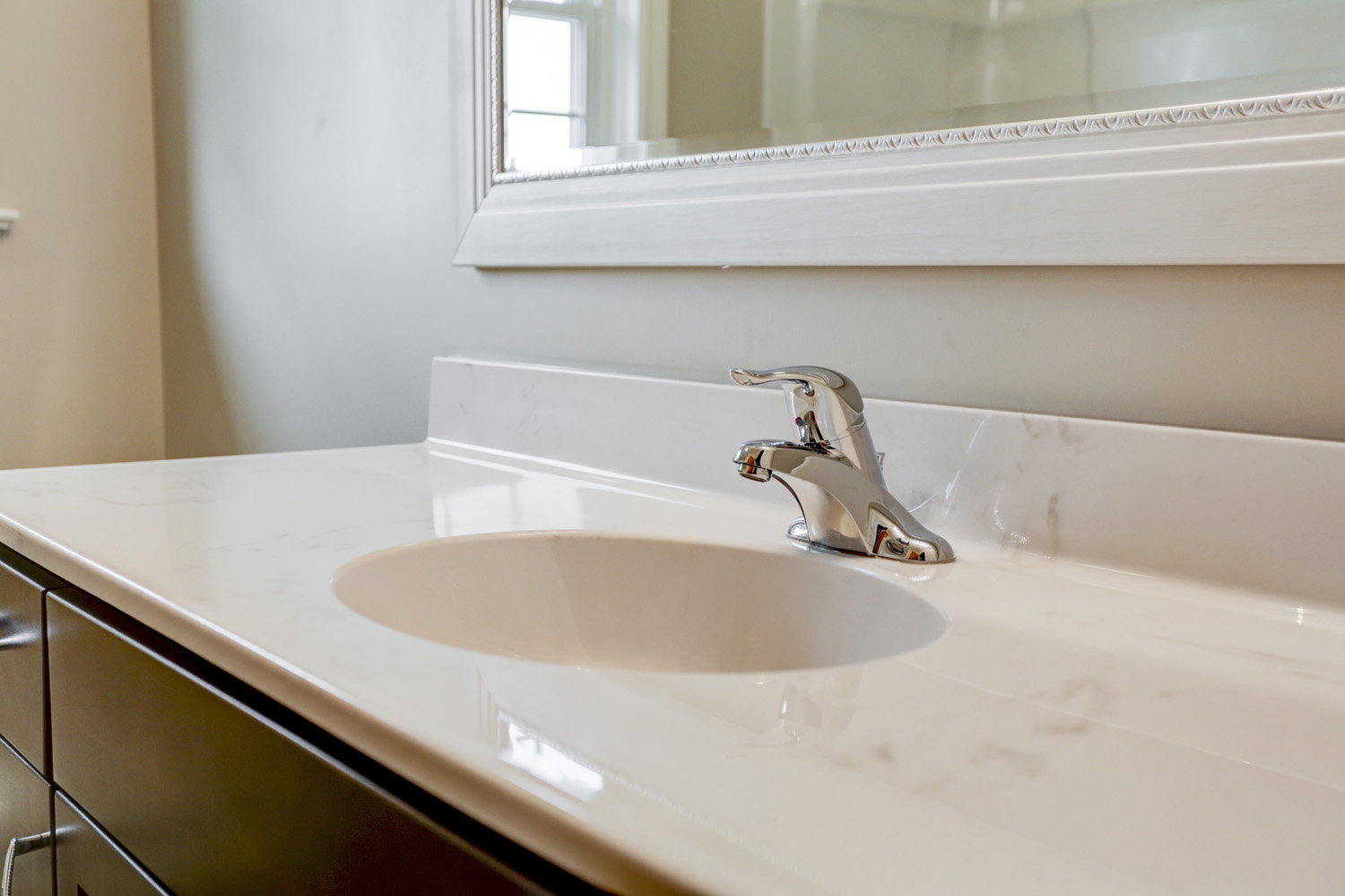 Single Sink with chrome faucet in Millersville Double Bathroom Remodel