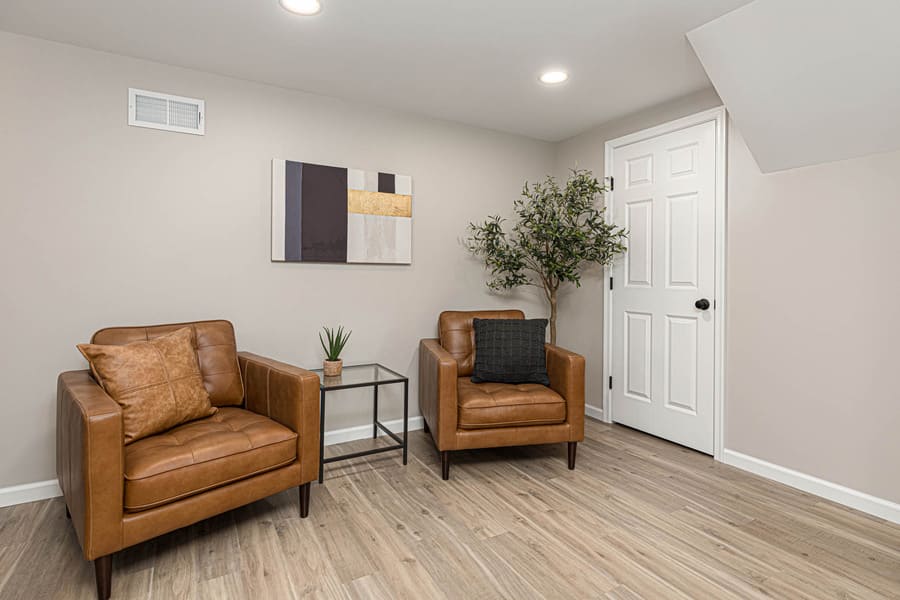 seating area in Manheim Township Basement Remodel