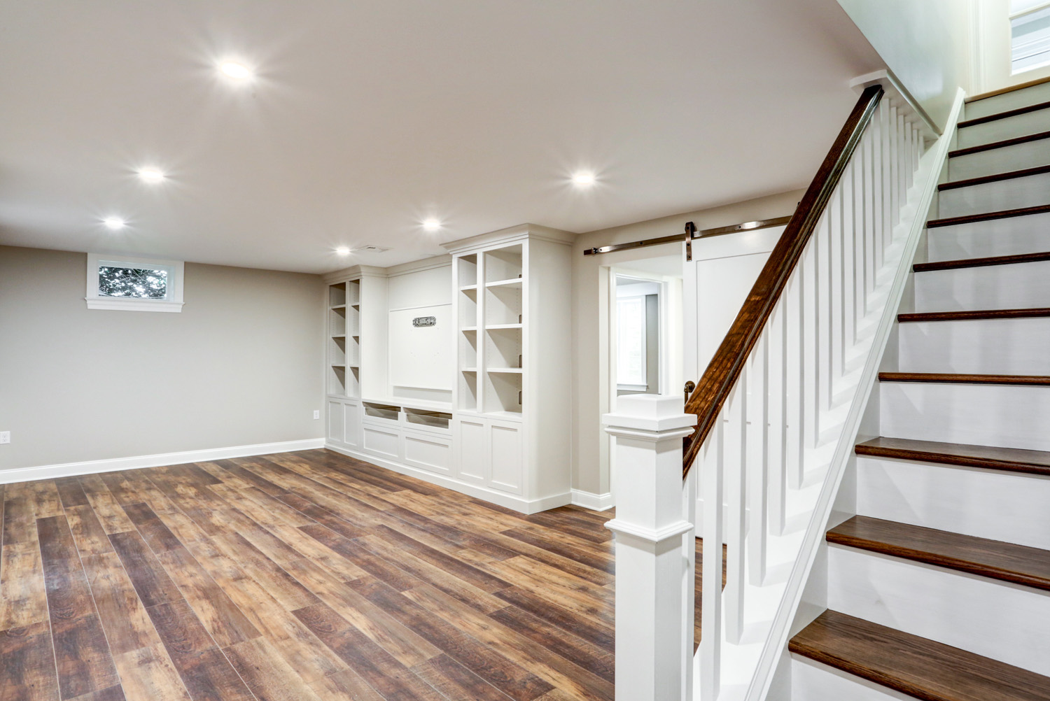 Entertainment center in Lititz basement remodel