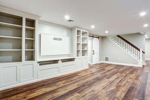 Basement remodel with built in cabinets in Lancaster PA