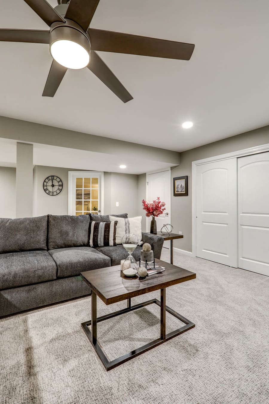 Manor Township Basement Remodel with carpet