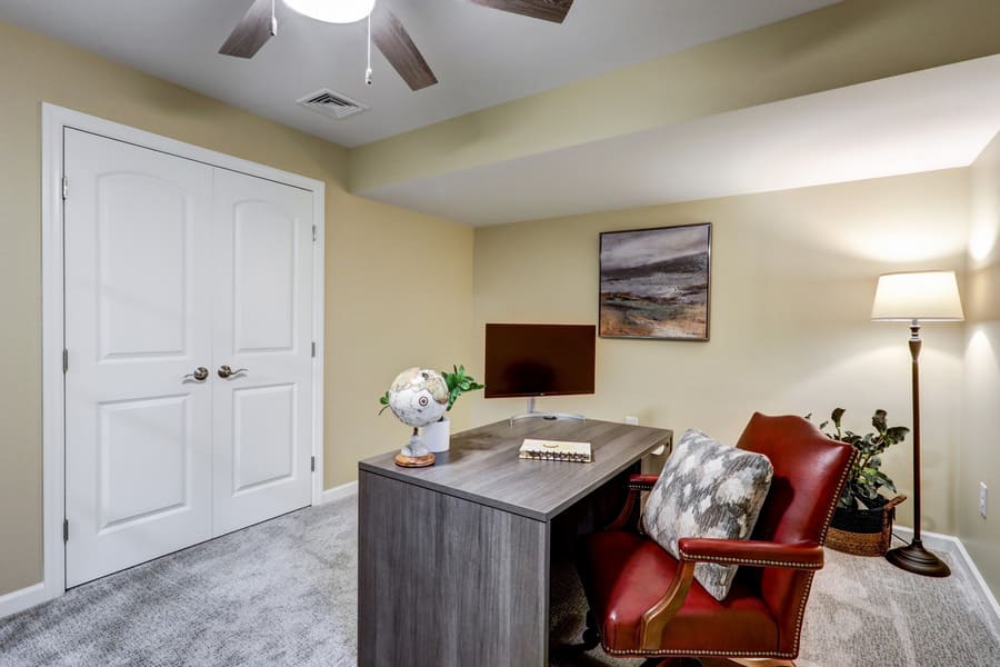 office with closet in Manor Township Basement Remodel