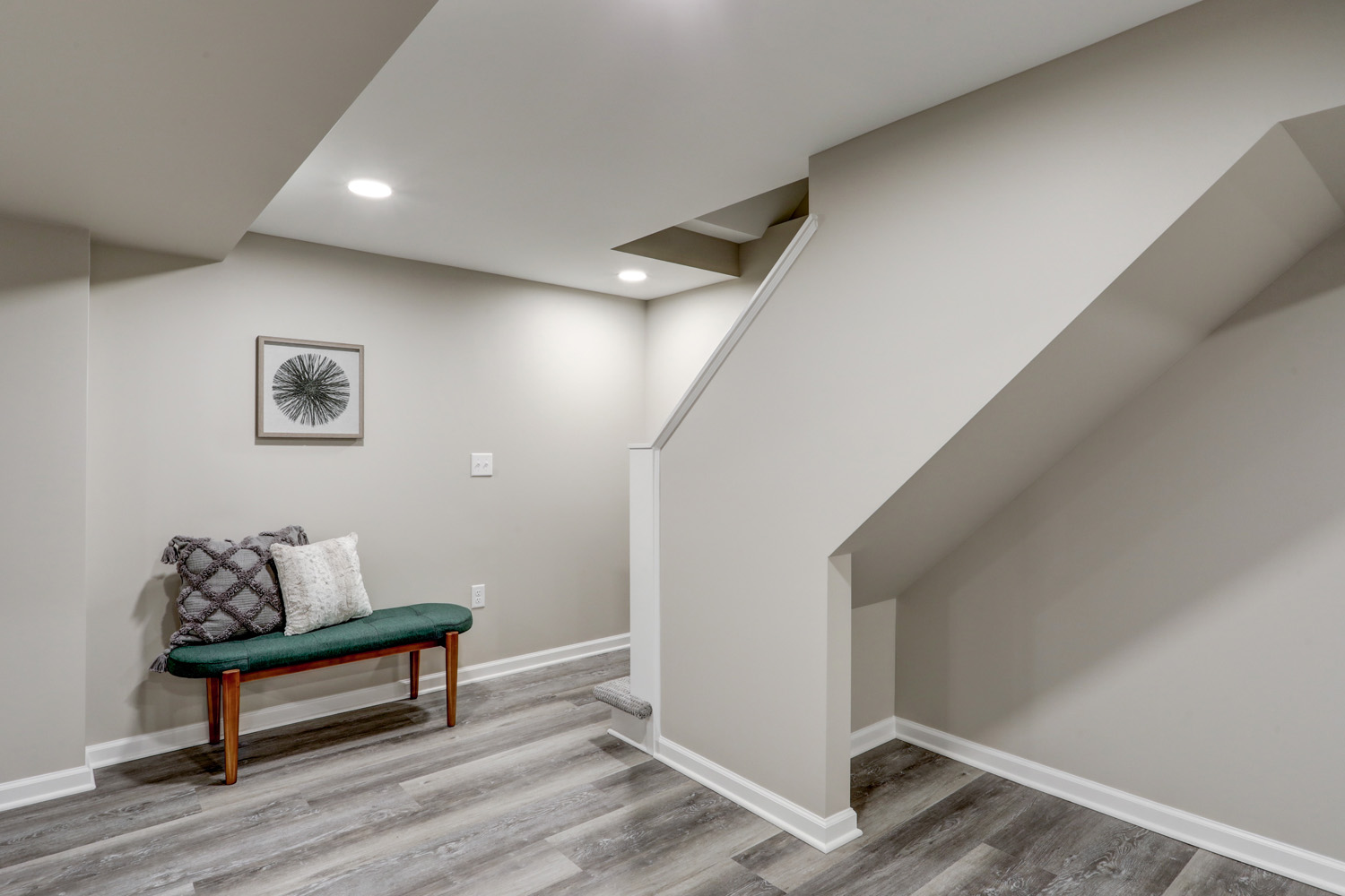 brand new stairway in Manheim Township Basement Remodel