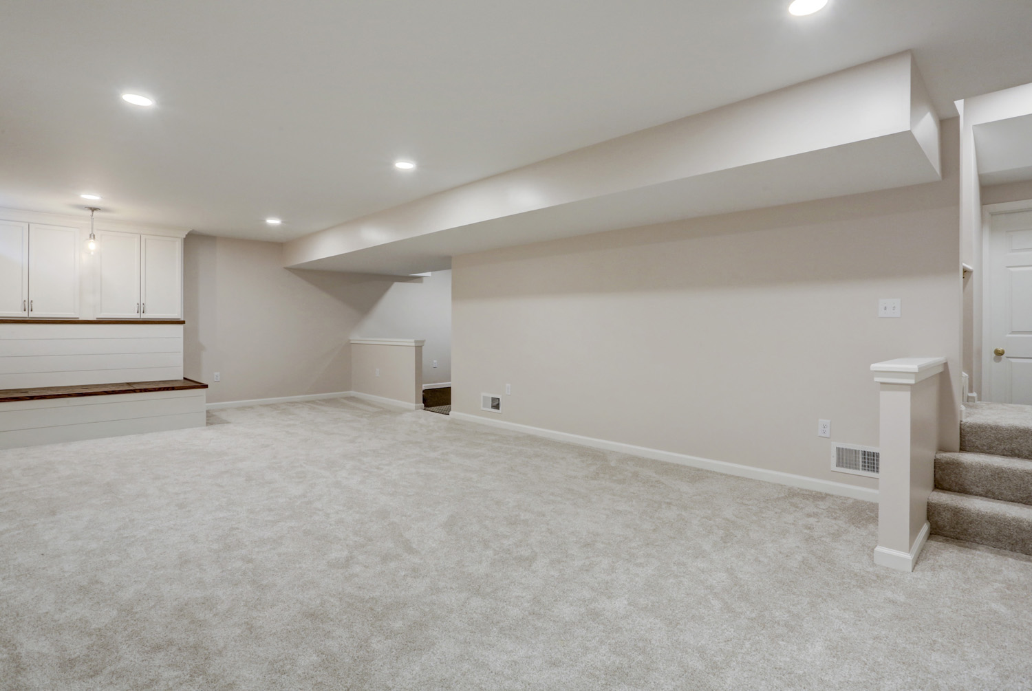 Basement remodel in Millersville PA with built in cabinets