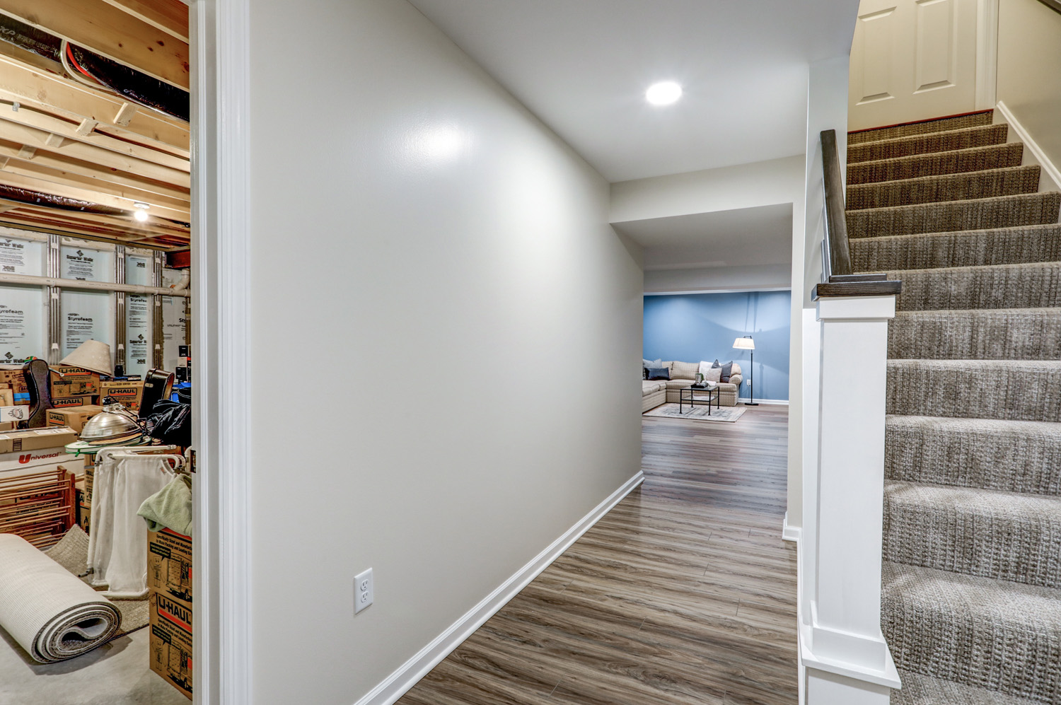 Manheim Basement remodel with storage room and hallway