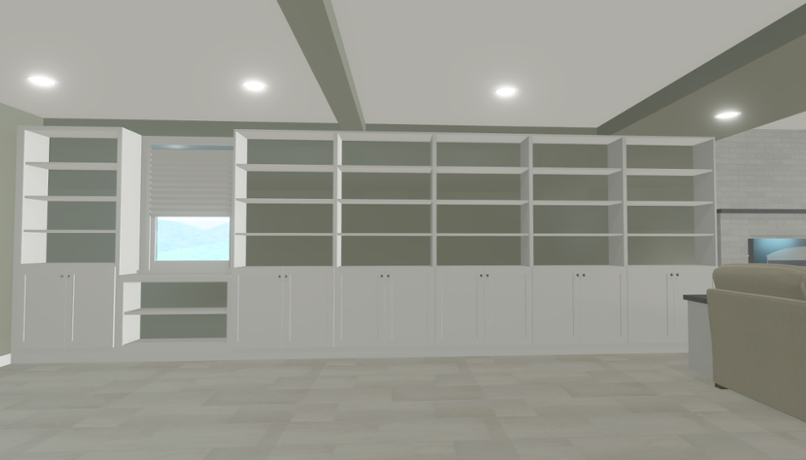 Design Rendering built in shelves in lititz basement