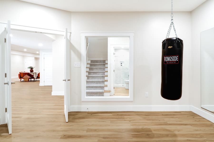 gym area with windows in Lititz Basement Remodel 