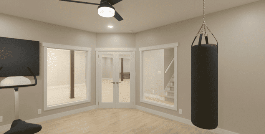 Lititz Basement gym design rendering