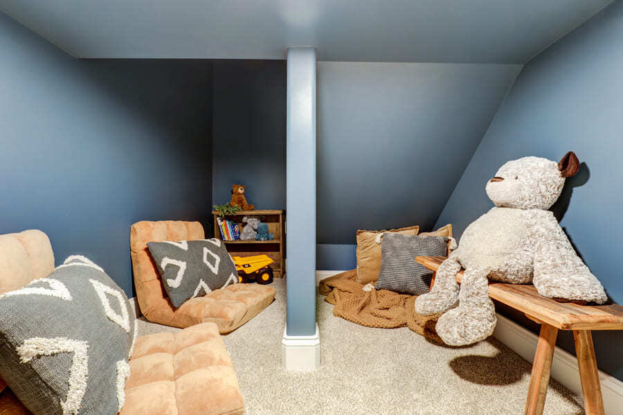 under stair kids nook in Manheim Township Basement Remodel