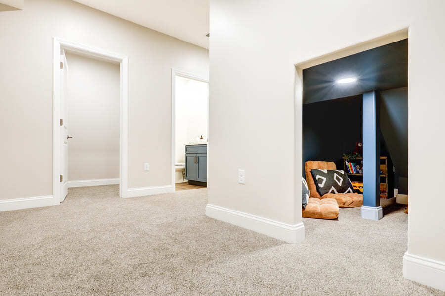 Under stair hidden nook in Manheim Township Basement Remodel