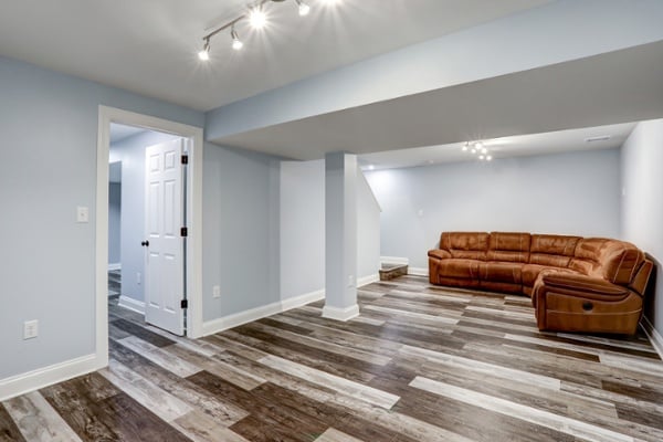 Sitting area in Millersville basement remodel