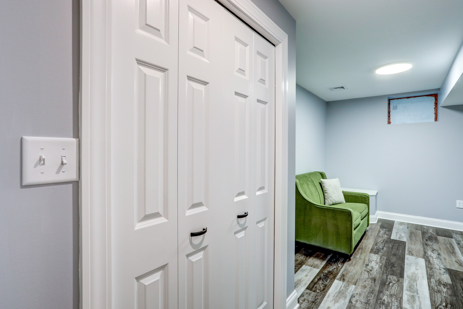 closet in bedroom in Millersville Basement Remodel