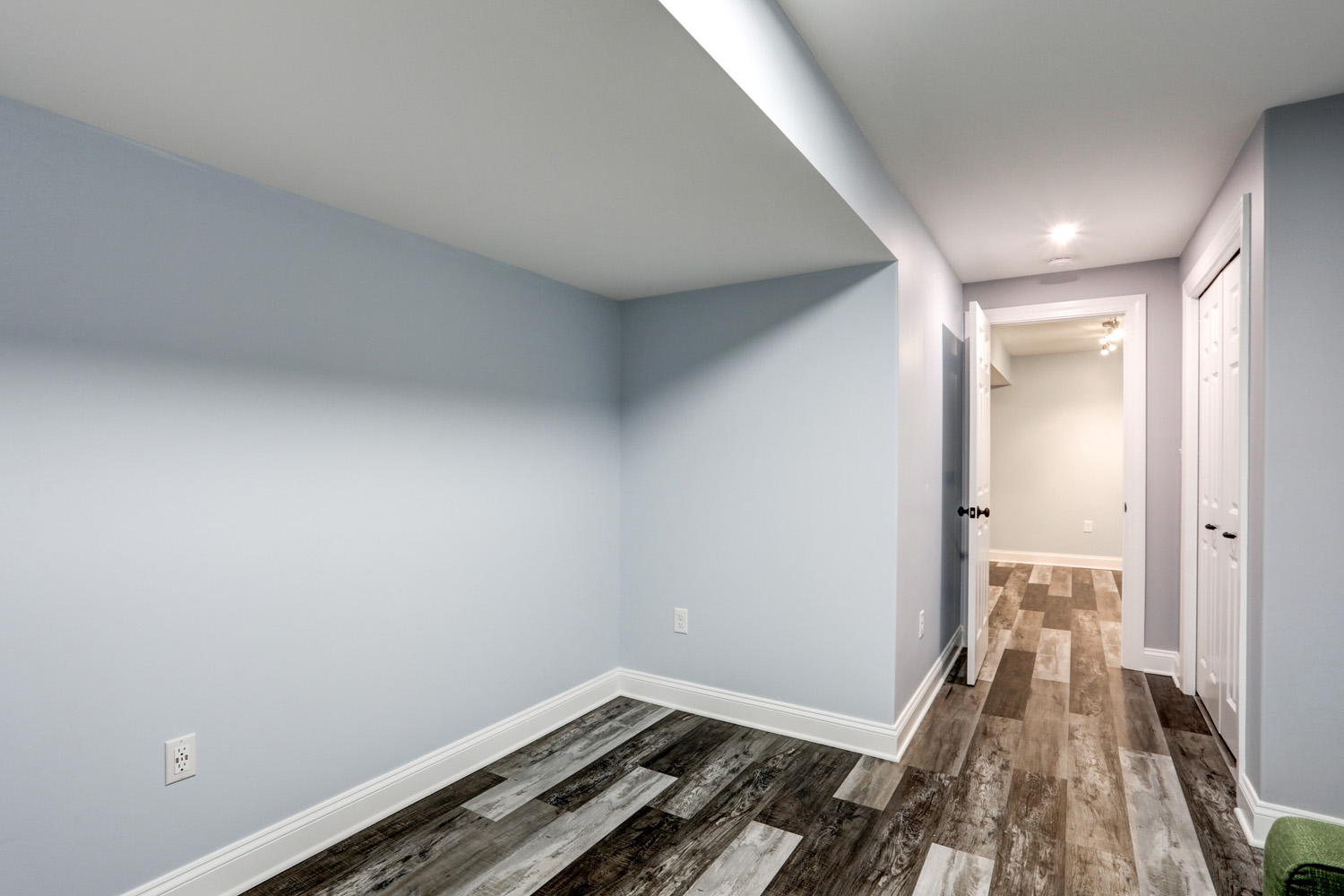 Hallway to bedroom in Millersville Basement Remodel