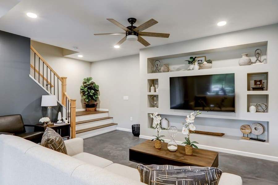 Washington Boro Basement Remodel with built in entertainment center