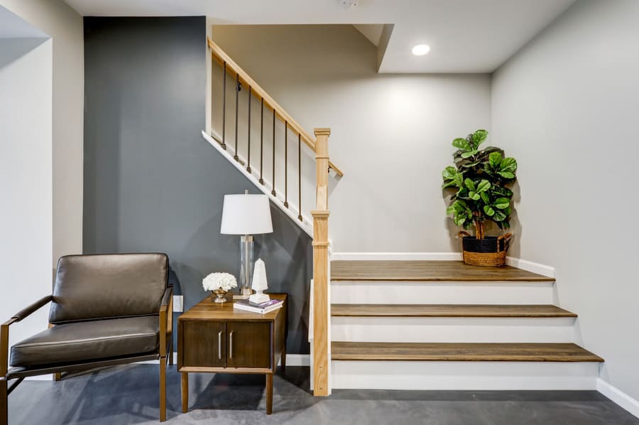 large staircase in Washington Boro Basement Remodel