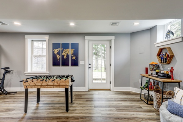 Game room in Lititz basement remodel