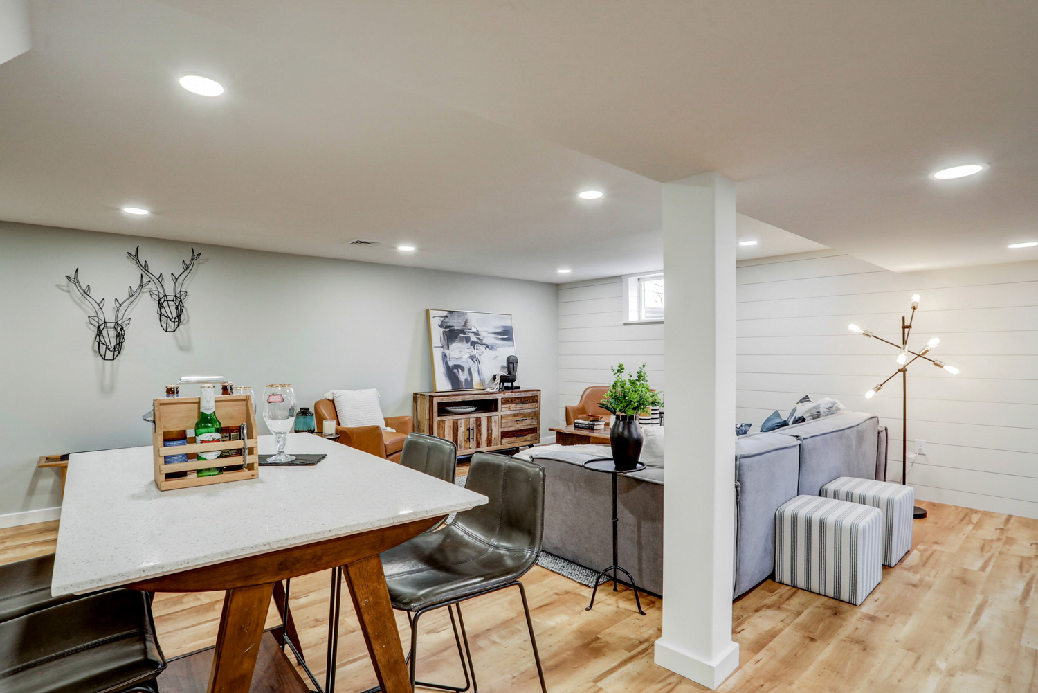 Lancaster Basement Remodel with white whalls