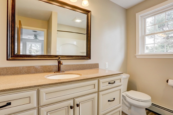 Large single vanity in Millersville bathroom remodel